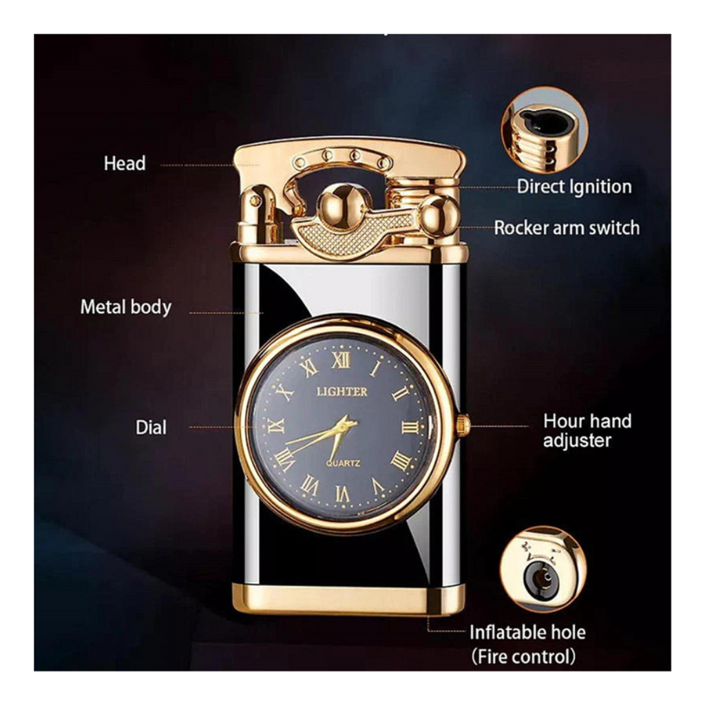 2-in-1 Electric Lighter with Built-in Watch and Rocker Arm