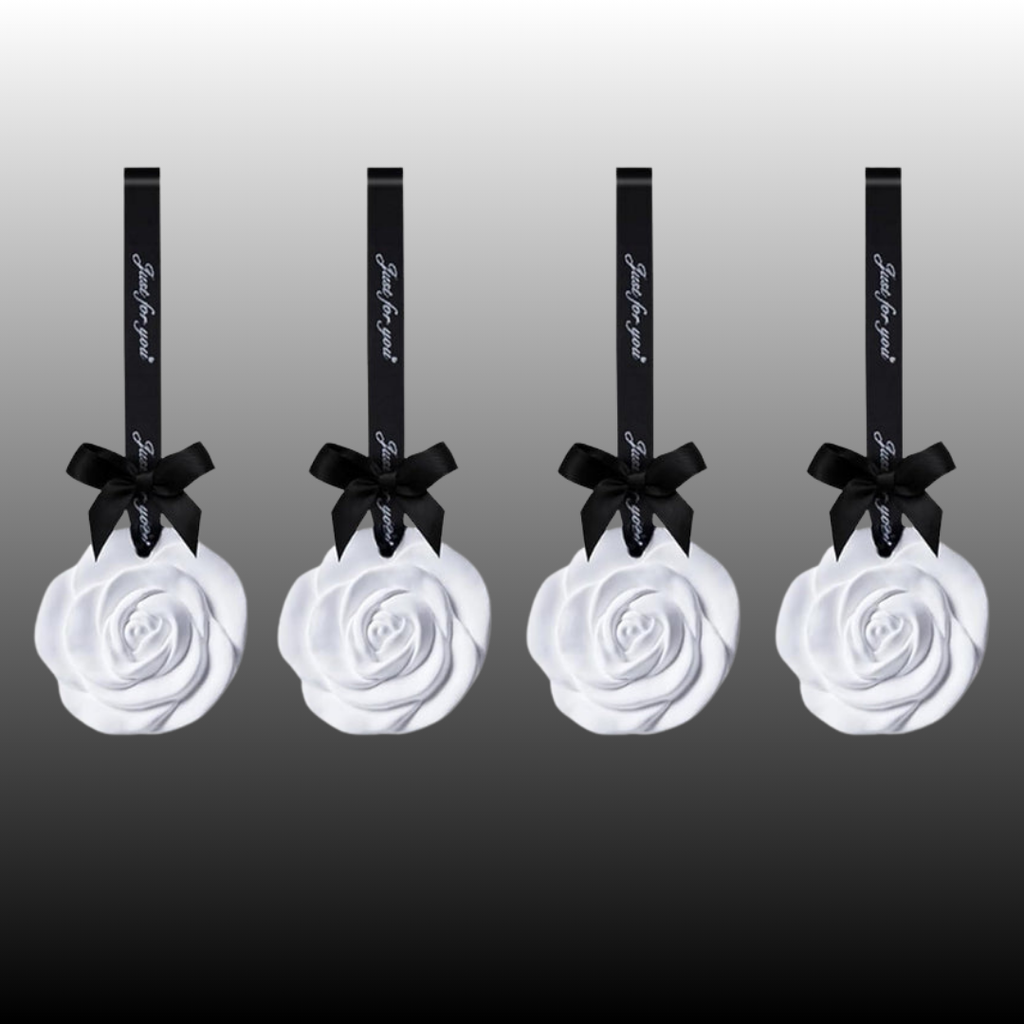 Axooms 4-Pack Flower Aromatherapy Tablets – Hanging Ceramic Scented Capsules for Wardrobes, Drawers, Closets & Small Spaces (Floral, White)