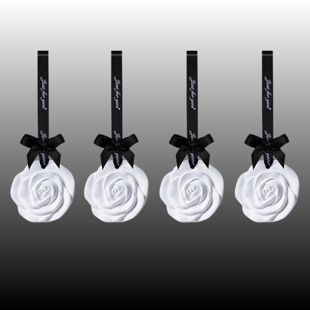 Axooms 4-Pack Flower Aromatherapy Tablets – Hanging Ceramic Scented Capsules for Wardrobes, Drawers, Closets & Small Spaces (Floral, White)