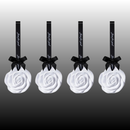 Axooms 4-Pack Flower Aromatherapy Tablets – Hanging Ceramic Scented Capsules for Wardrobes, Drawers, Closets & Small Spaces (Floral, White)