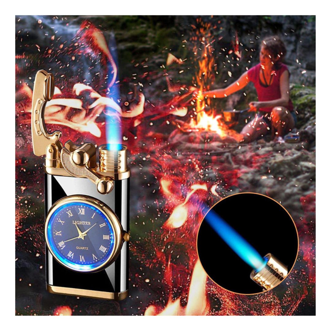 2-in-1 Electric Lighter with Built-in Watch and Rocker Arm