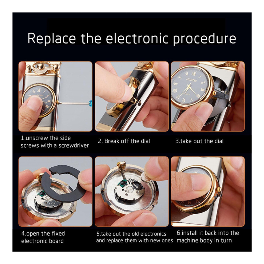 2-in-1 Electric Lighter with Built-in Watch and Rocker Arm
