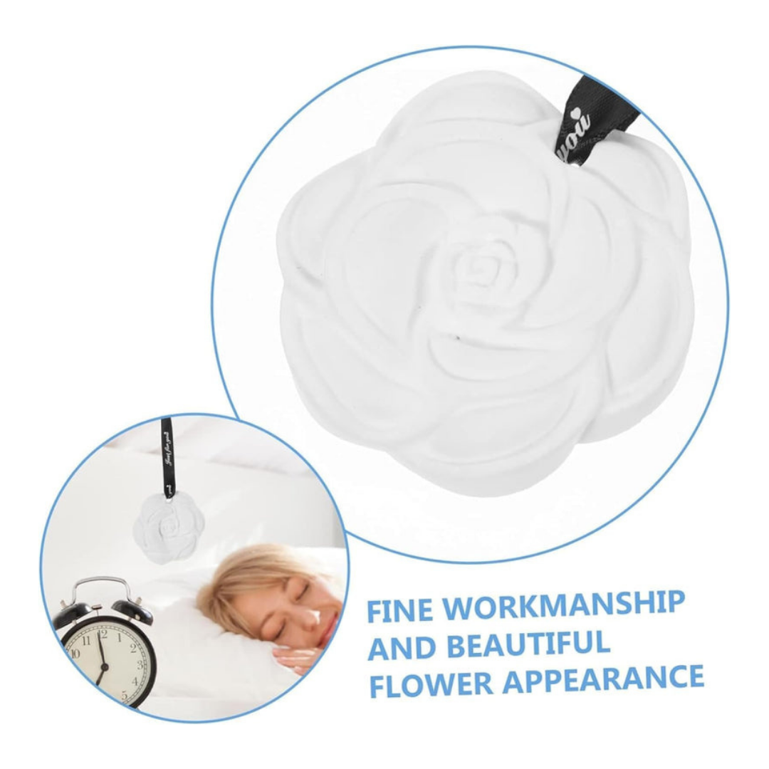 Axooms 6-Pack Flower-Shaped Scented Capsules – Hanging Ceramic Sachets for Closets, Drawers, Cars & Small Spaces (Floral, White)