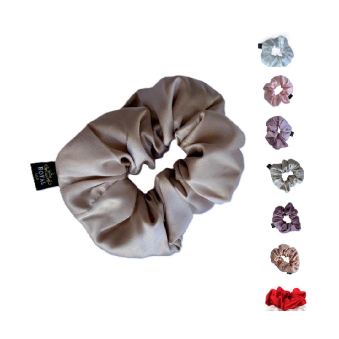 Axooms Large Silk Hair Scrunchies – 2-Pack Jumbo Satin Elastics, No-Pull Hair Ties for Thick & Thin Hair (Ponytails, Buns & Braids)