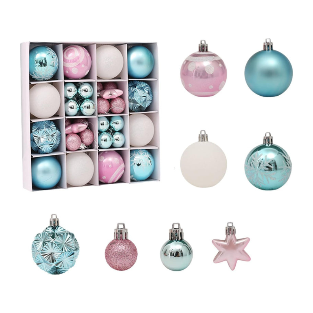 Axooms 44-Piece Shatterproof Christmas Ball Ornaments – Assorted Styles with Hooks & Lace Rope, Reusable Gift Box (For 3–6 ft Trees)
