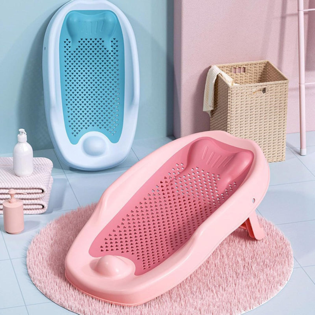 Axooms Foldable Baby Bath Seat – Non-Slip Infant Bath Support, Soft Mesh & Quick-Dry | Portable, Ergonomic (0–12 Months)