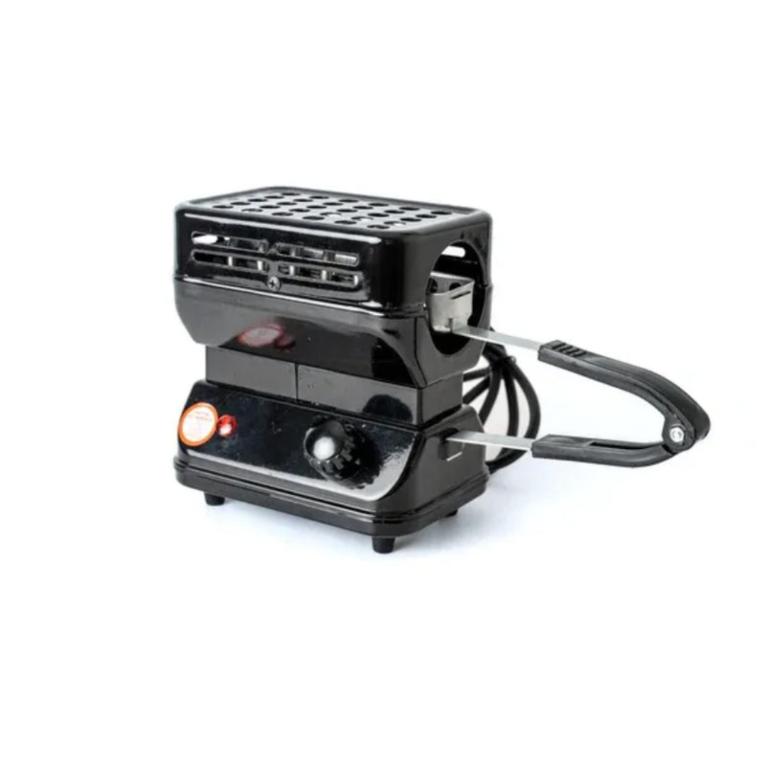 Axooms 3D 360° Electric Charcoal Burner – 1200W, Dual Heating Zones, 5-Level Control + Tongs (Black)