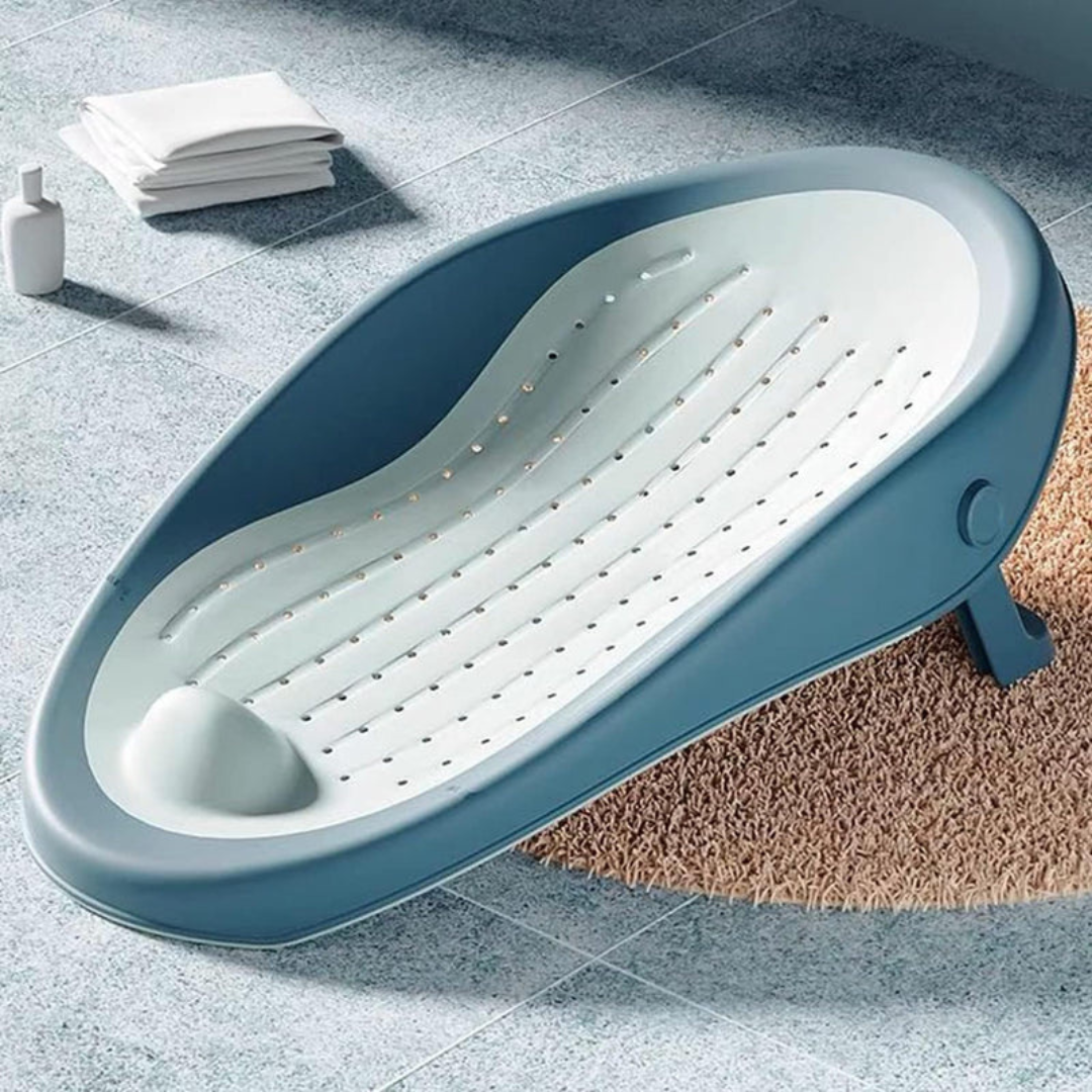 Axooms Foldable Baby Bath Seat – Soft Mesh, Quick-Dry & Non-Slip | Portable Infant Bath Support (0–12 Months)