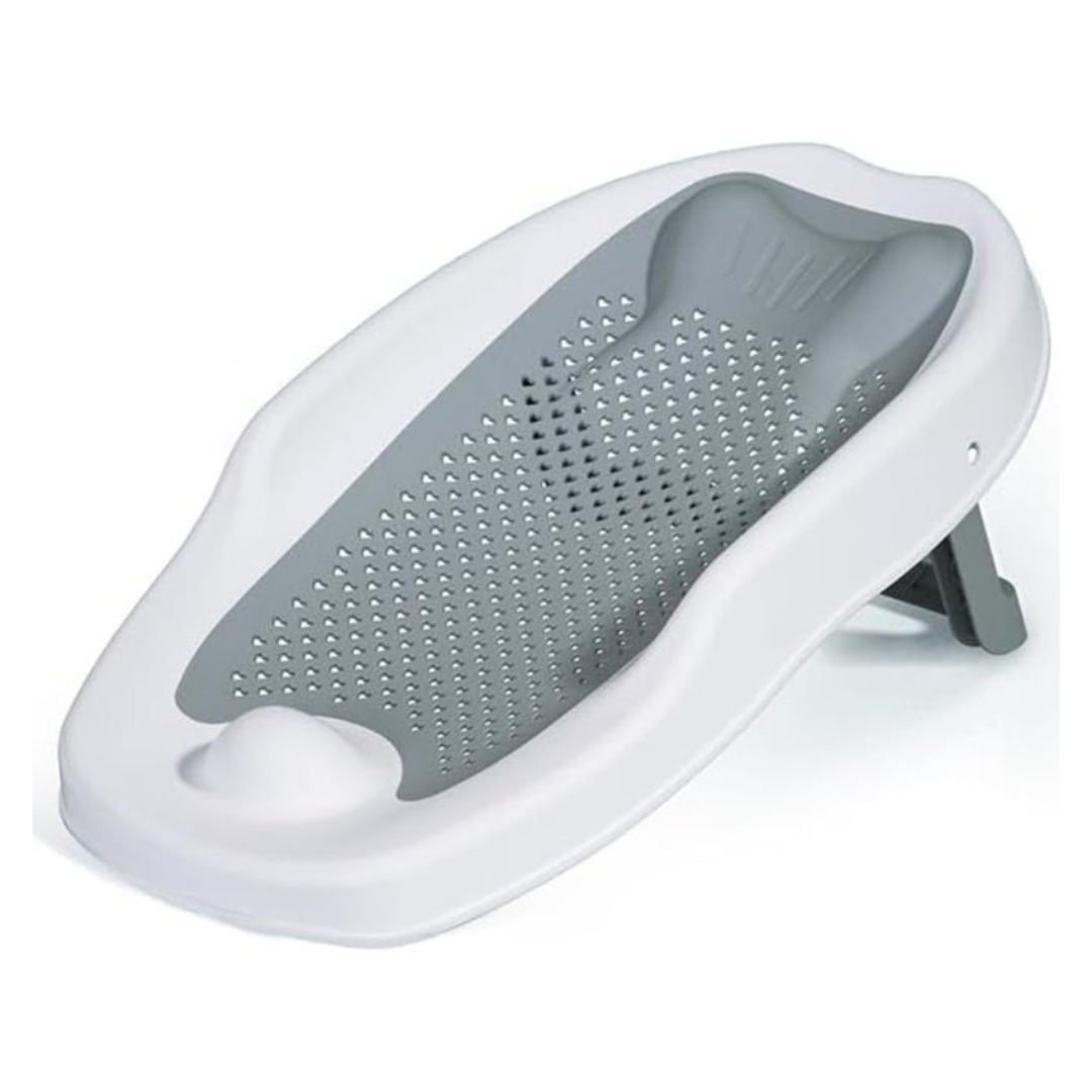 Axooms Foldable Baby Bath Seat – Soft Mesh, Quick-Dry & Non-Slip | Portable Infant Bath Support (0–12 Months)