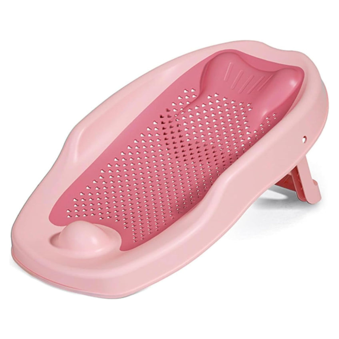 Axooms Foldable Baby Bath Seat – Soft Mesh, Quick-Dry & Non-Slip | Portable Infant Bath Support (0–12 Months)