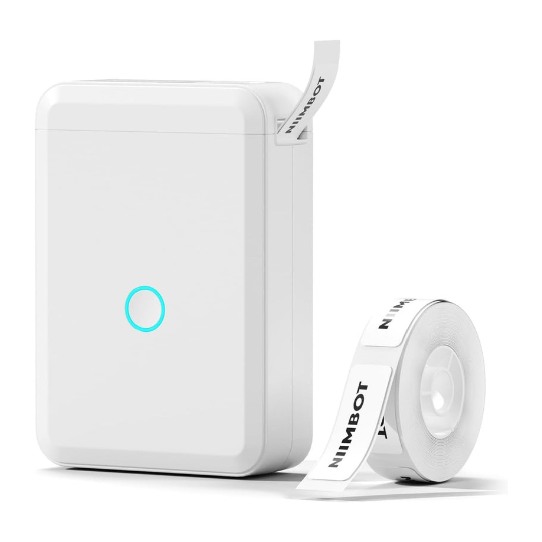 Axooms D110 Bluetooth Portable Label Maker – Inkless Thermal Printer with Tape (iOS/Android, Arabic & English), USB-Rechargeable – White