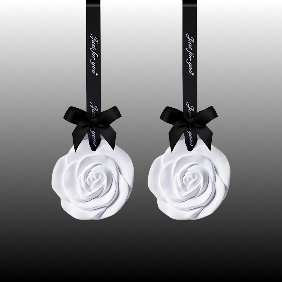 Axooms 2-Pack Flower-Shaped Scented Capsules – Hanging Ceramic Sachets for Closets, Drawers, Cars & Small Spaces (Floral, White)