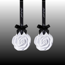 Axooms 2-Pack Flower-Shaped Scented Capsules – Hanging Ceramic Sachets for Closets, Drawers, Cars & Small Spaces (Floral, White)
