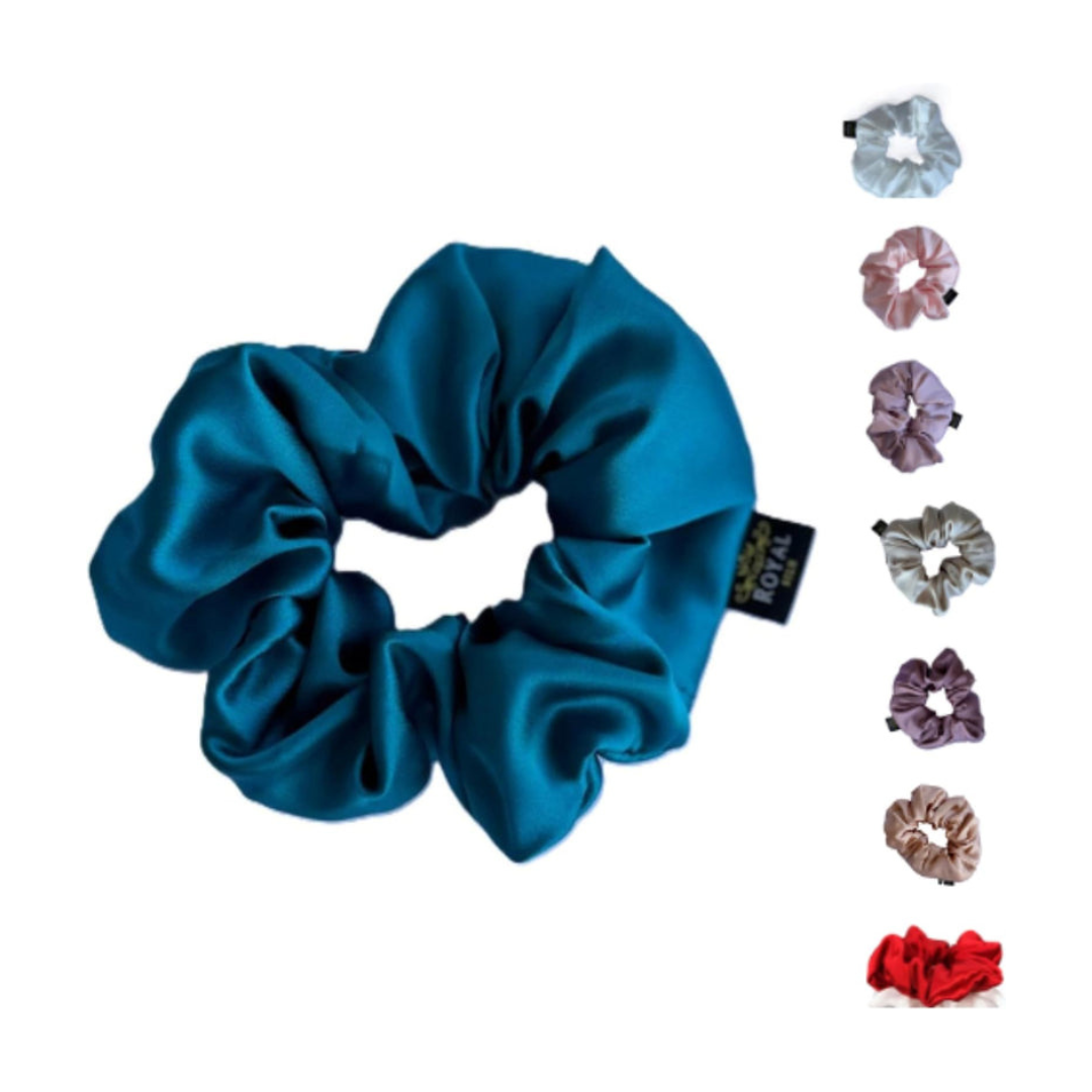 Axooms Large Silk Hair Scrunchies – 2-Pack Jumbo Satin Elastics, No-Pull Hair Ties for Thick & Thin Hair (Ponytails, Buns & Braids)