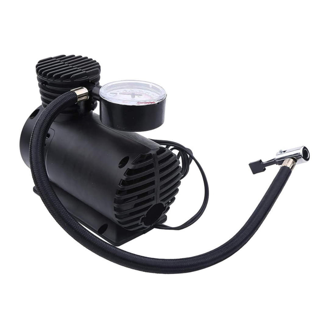 Axooms 12V Air Compressor Pump – Portable 300 PSI Tire Inflator with Gauge & Multi-Nozzle Set (Car, Bike, Inflatables)