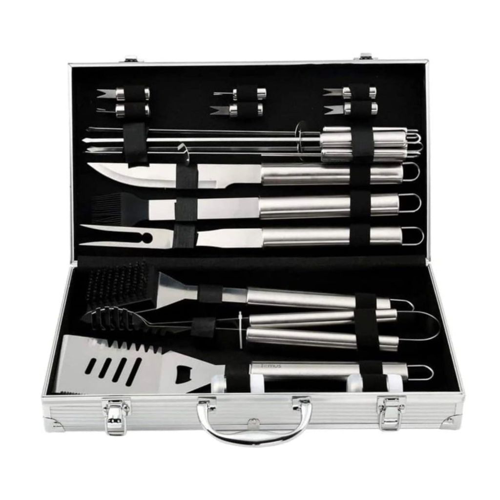 Axooms 19-Piece Stainless Steel BBQ Tool Set with Aluminum Case – Complete Grilling Utensils for Outdoor/Indoor Cooking, Camping & Travel