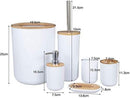Axooms Bamboo Bathroom Accessories Set, 6 Pieces, Toilet Brush, Soap Dispenser, Wastebasket, and Holders