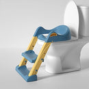 Axooms Safe and Comfortable Potty Training Seat with Soft, Removable, Waterproof Cushion, PVC, Adjustable Ladder, Non-Slip Foot Pads, for Children Ages 1–7, Blue/Yellow