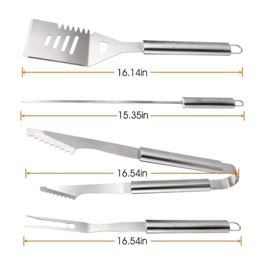 Axooms 19-Piece Stainless Steel BBQ Tool Set with Aluminum Case – Complete Grilling Utensils for Outdoor/Indoor Cooking, Camping & Travel