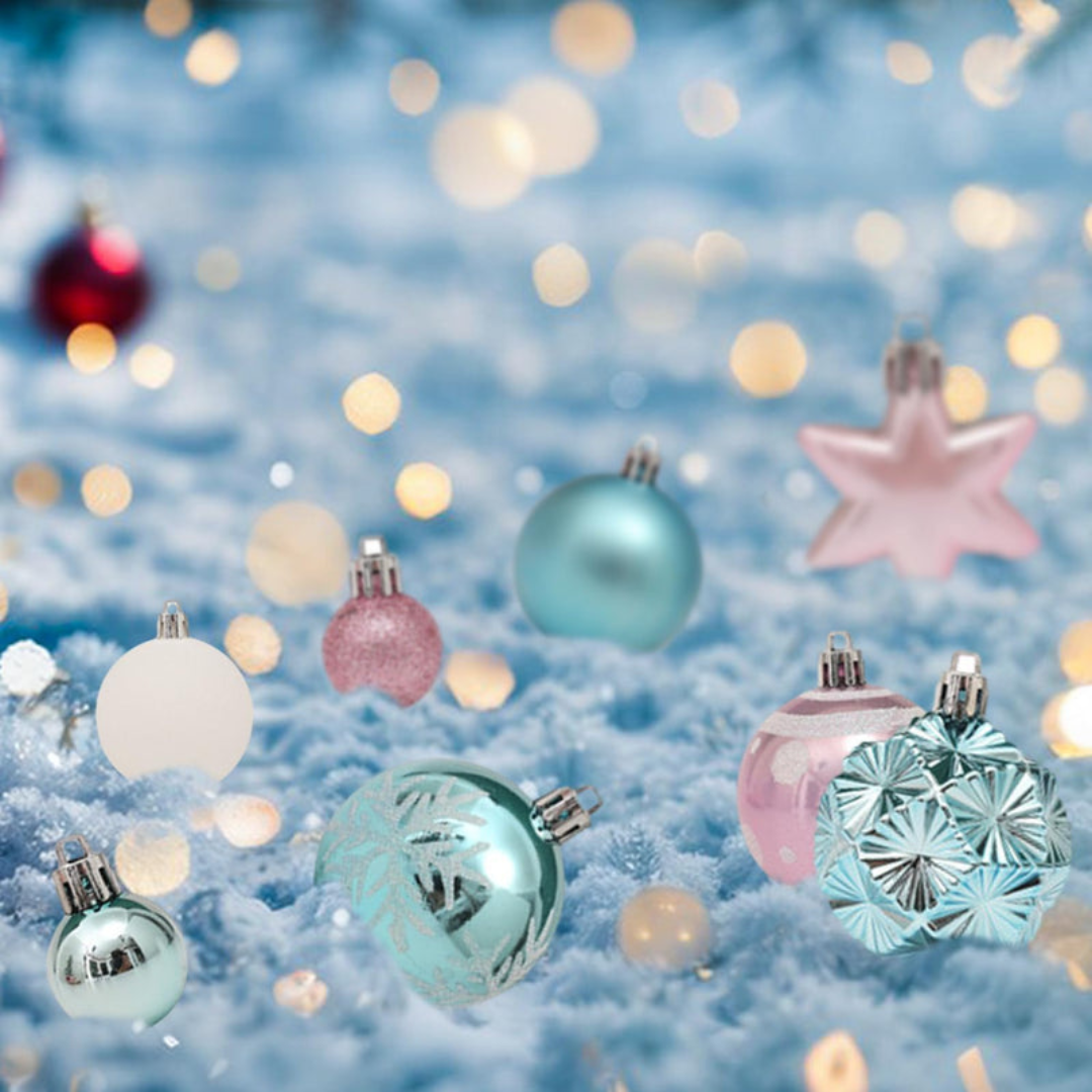 Axooms 44-Piece Shatterproof Christmas Ball Ornaments – Assorted Styles with Hooks & Lace Rope, Reusable Gift Box (For 3–6 ft Trees)