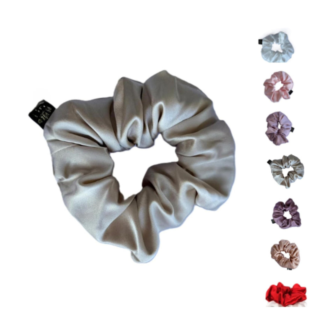 Axooms Large Silk Hair Scrunchies – 2-Pack Jumbo Satin Elastics, No-Pull Hair Ties for Thick & Thin Hair (Ponytails, Buns & Braids)
