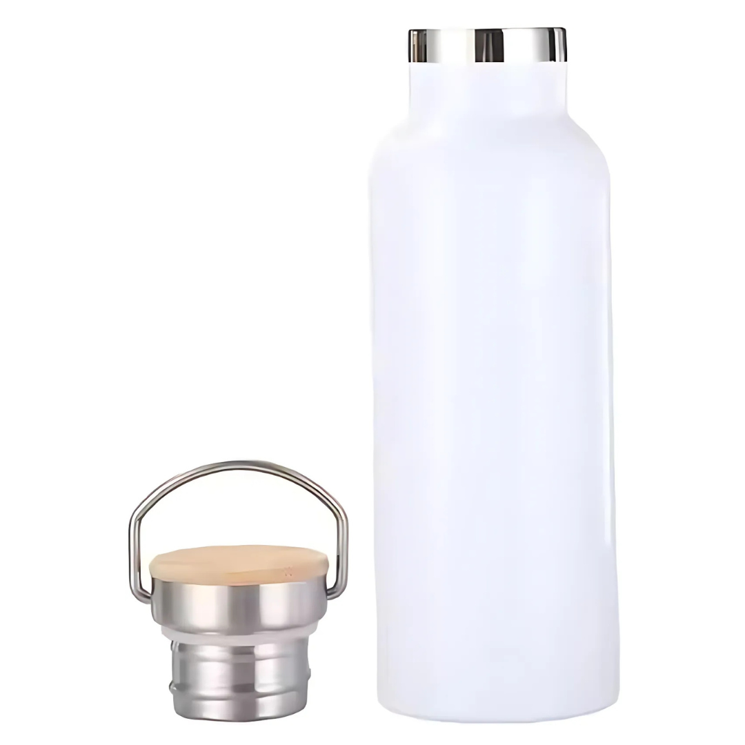 Axooms 500 ml Stainless Steel Water Bottle – 18/8, BPA-Free, Leak-Proof Ring Handle (White)