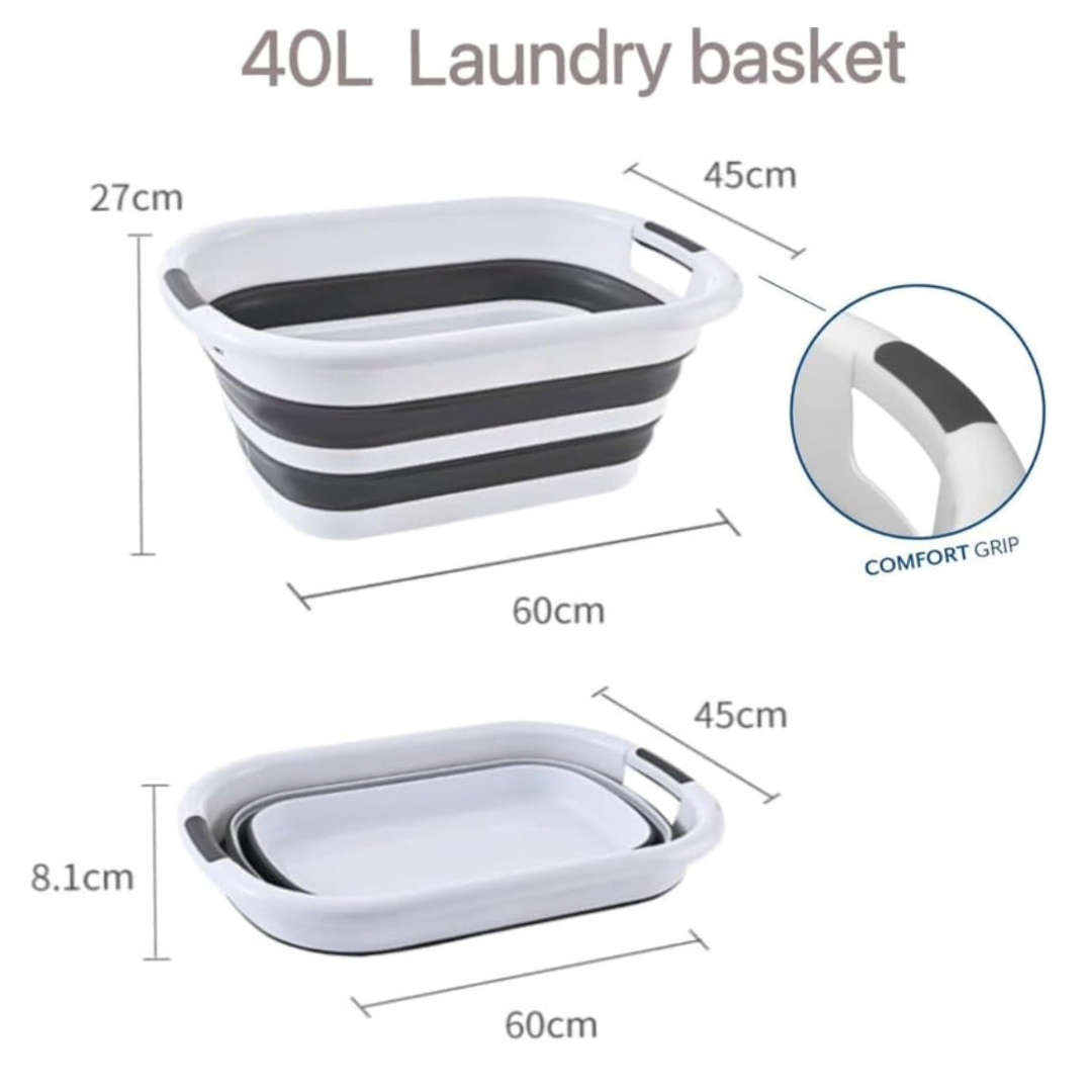 Foldable Multipurpose Collapsible Pet & Baby Bath Tub – 60 × 40 × 27.5 cm | PP+TPR, Lightweight, Space-Saving (Folds to 7 cm)