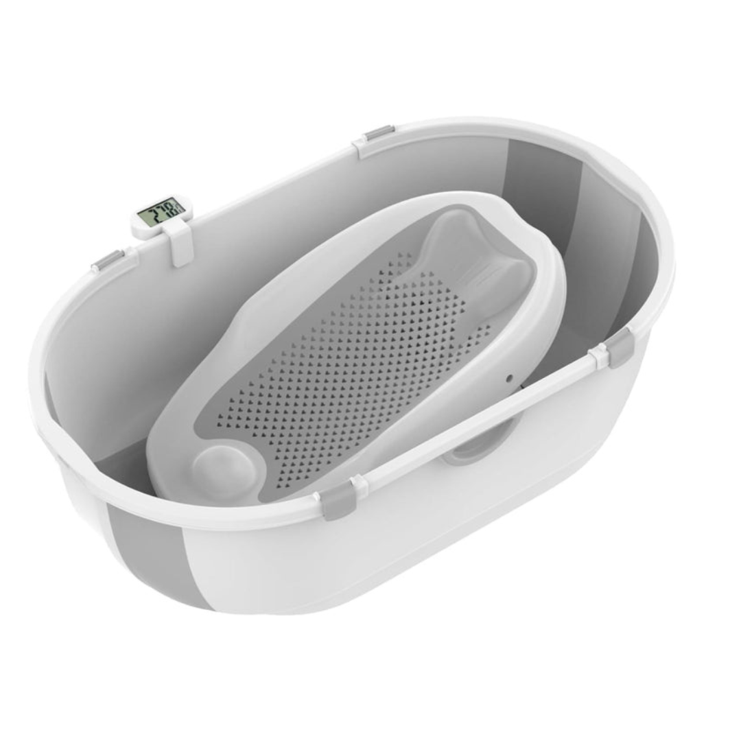 Axooms Foldable Baby Bath Seat – Soft Mesh, Quick-Dry & Non-Slip | Portable Infant Bath Support (0–12 Months)