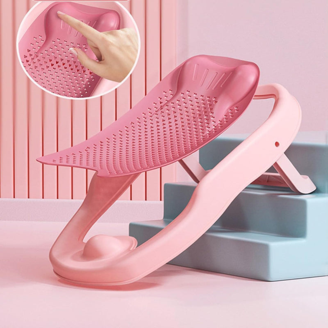 Axooms Foldable Baby Bath Seat – Soft Mesh, Quick-Dry & Non-Slip | Portable Infant Bath Support (0–12 Months)