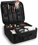 Axooms Travel Makeup Bag, Portable Cosmetics Organizer with Adjustable Dividers for Makeup Brushes, Toiletries, Jewelry and Digital Accessories, Black