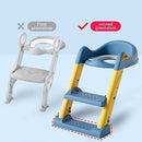 Axooms Safe and Comfortable Potty Training Seat with Soft, Removable, Waterproof Cushion, PVC, Adjustable Ladder, Non-Slip Foot Pads, for Children Ages 1–7, Blue/Yellow