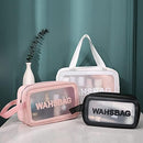 Axooms 3-Piece Clear PVC Toiletry Bag Set, Waterproof Zipper Cosmetic Bags with Carry Handles, Black