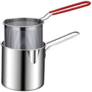 Axooms Small Stainless Steel Deep Frying Pot with Basket, 1200ml Capacity, Long Handle – For French Fries, Shrimp, Fish, Chicken Wings, Butter, Sauce, Broth & Pasta (Silver)