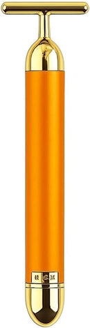 Axooms 24K Gold Electric Facial Massager, Vibrating 3D Roller and T-Shaped Head for Facial Firming and Wrinkle Care