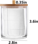 Axooms Round Cotton Swab Holder with Bamboo Lid, Cotton Ball and Cotton Bud Organizer for Bathroom, Vanity, and Sink