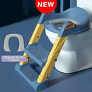 Axooms Safe and Comfortable Potty Training Seat with Soft, Removable, Waterproof Cushion, PVC, Adjustable Ladder, Non-Slip Foot Pads, for Children Ages 1–7, Blue/Yellow