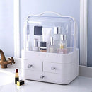 Axooms Large Makeup Organizer with Dustproof Lid and Drawers, Cosmetics and Jewelry Display Box for Dressing Table, Bathroom and Wardrobe, White