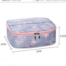 Axooms Large-Capacity Flamingo Travel Makeup Bag for Women, Multicolor Cosmetic Organizer with Multiple Compartments