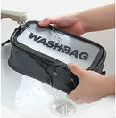 Axooms 3-Piece Clear PVC Toiletry Bag Set, Waterproof Zipper Cosmetic Bags with Carry Handles, Black