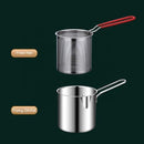 Axooms Small Stainless Steel Deep Frying Pot with Basket, 1200ml Capacity, Long Handle – For French Fries, Shrimp, Fish, Chicken Wings, Butter, Sauce, Broth & Pasta (Silver)
