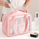 Axooms 3-Piece Clear PVC Toiletry Bag Set, Waterproof Zipper Cosmetic Bags with Carry Handles, Black