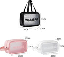 Axooms 3-Piece Clear PVC Toiletry Bag Set, Waterproof Zipper Cosmetic Bags with Carry Handles, Black