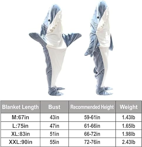 Super Soft Flannel Shark Hoodie for Adults/Kids
