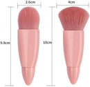 Axooms Portable 5-Piece Travel Makeup Brush Set with Case & Mirror for Face, Brows, Blush & Lip Gloss, Pink