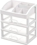 Axooms Makeup and Cosmetics Organizer with 3 Drawers, Bathroom Vanity Storage for Brushes, Lotion, Lipstick and Jewelry, White