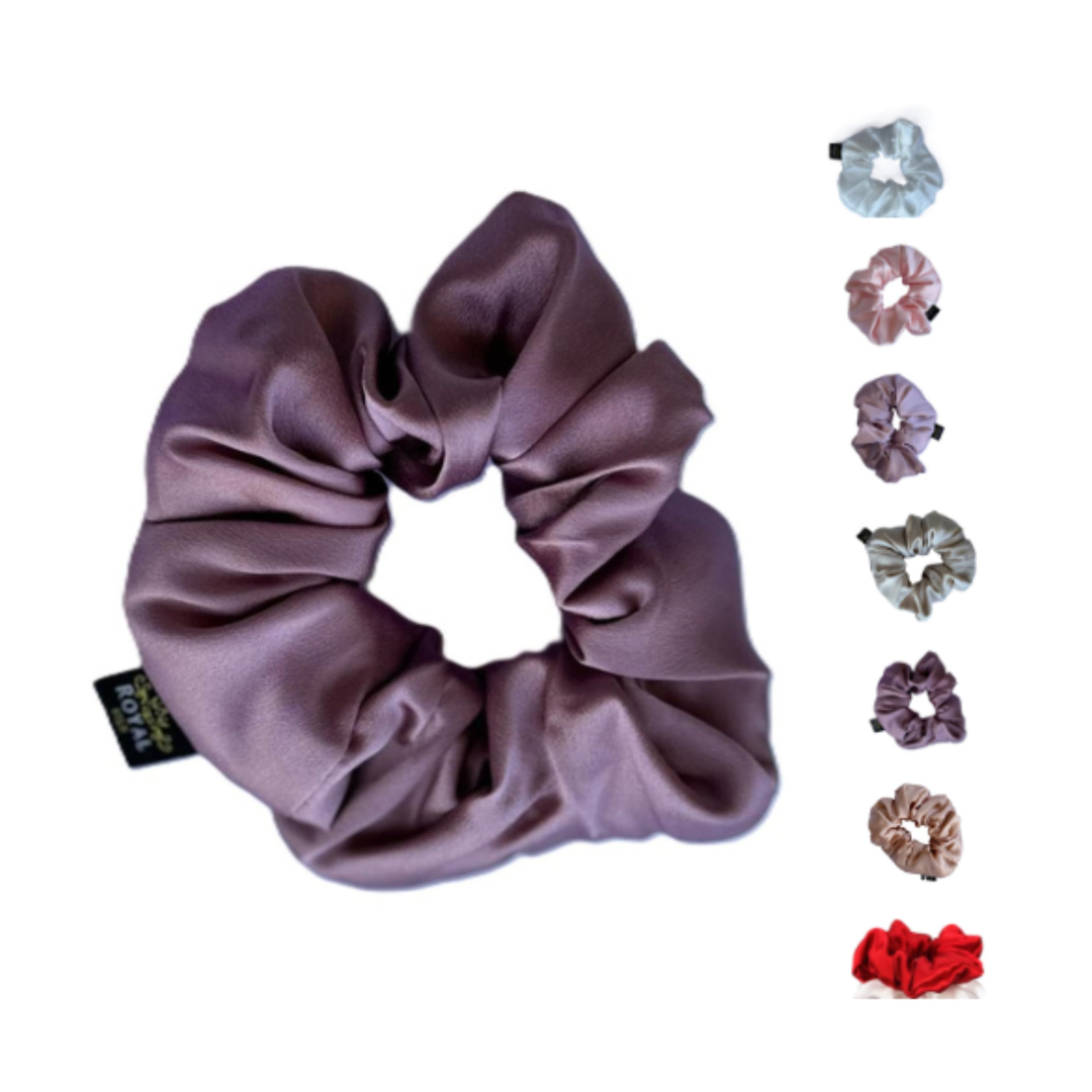 Axooms Large Silk Hair Scrunchies – 2-Pack Jumbo Satin Elastics, No-Pull Hair Ties for Thick & Thin Hair (Ponytails, Buns & Braids)