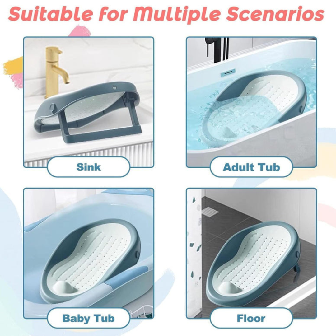 Axooms Foldable Baby Bath Seat – Soft Mesh, Quick-Dry & Non-Slip | Portable Infant Bath Support (0–12 Months)