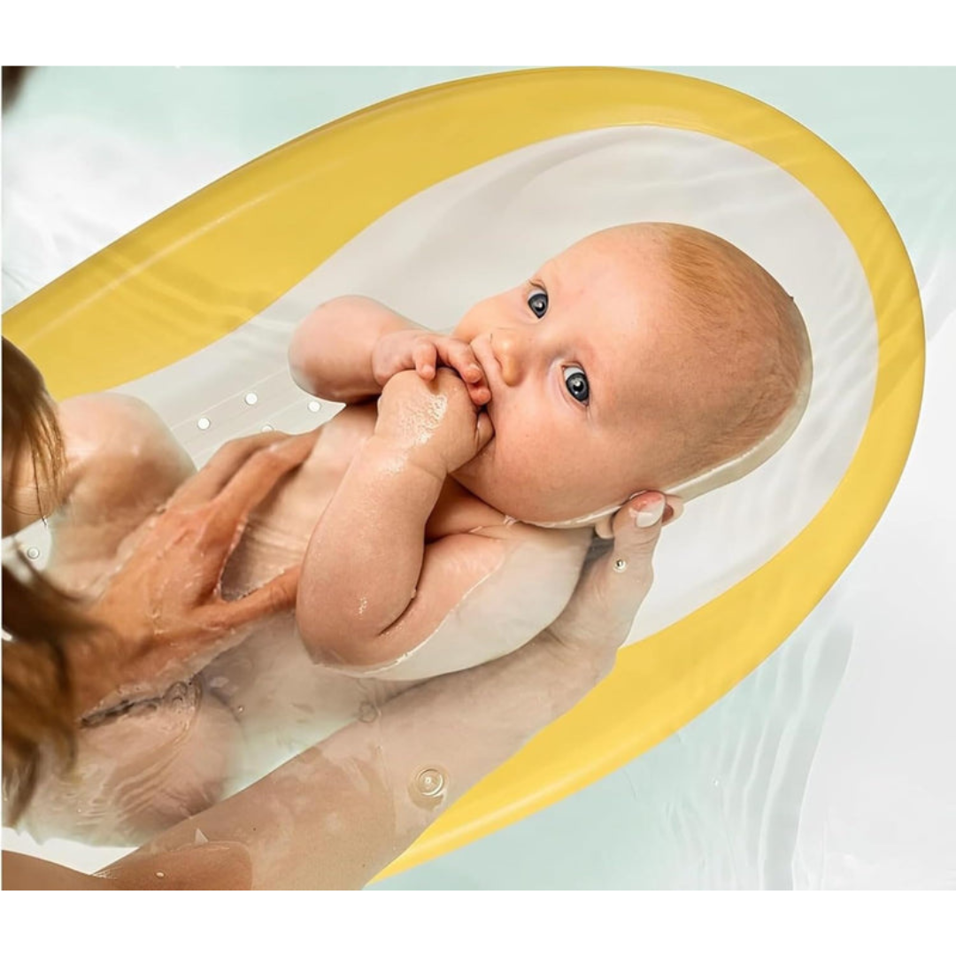 Axooms Foldable Baby Bath Seat – Soft Mesh, Quick-Dry & Non-Slip | Portable Infant Bath Support (0–12 Months)