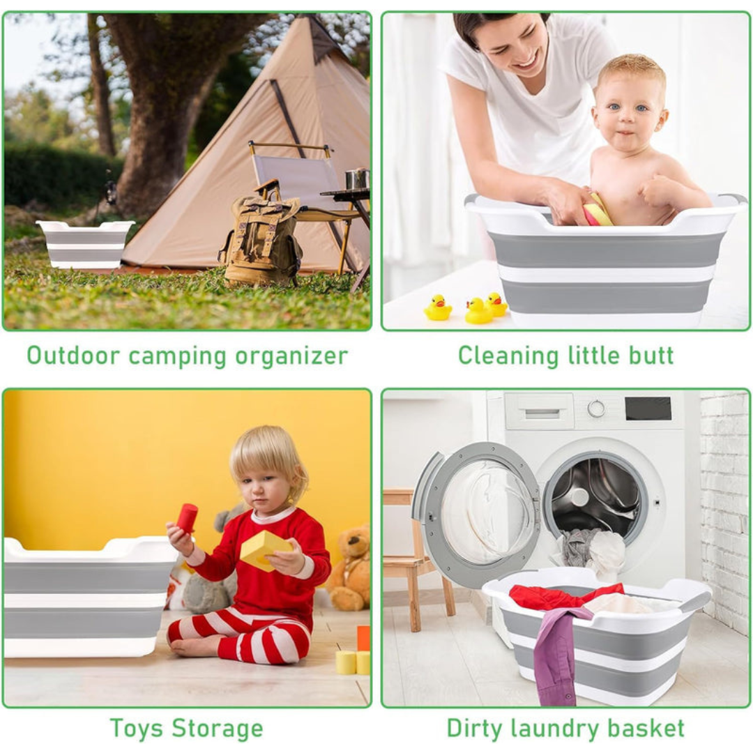 Foldable Multipurpose Collapsible Pet & Baby Bath Tub – 60 × 40 × 27.5 cm | PP+TPR, Lightweight, Space-Saving (Folds to 7 cm)