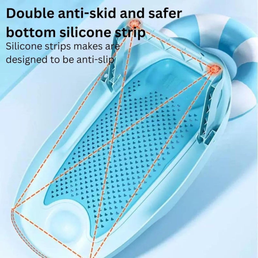 Axooms Foldable Baby Bath Seat – Non-Slip Infant Bath Support, Soft Mesh & Quick-Dry | Portable, Ergonomic (0–12 Months)